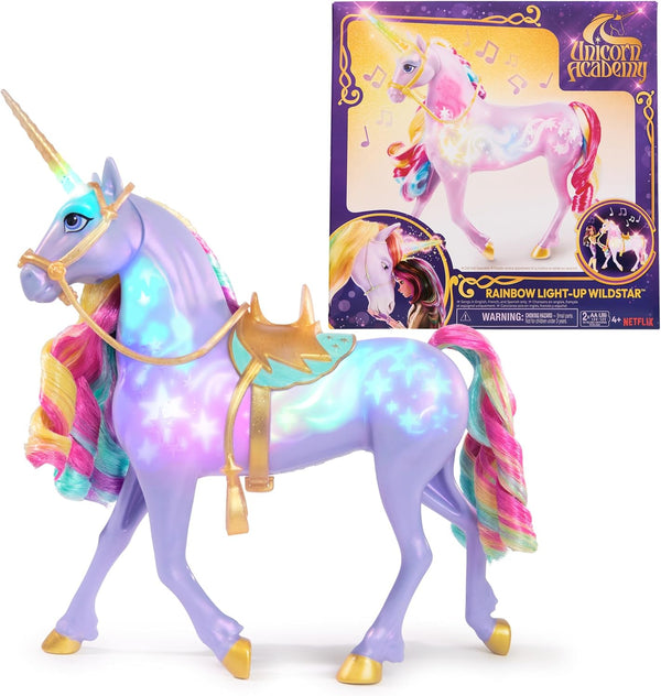 Unicorn Academy Interactive Rainbow Light-up Wildstar Unicorn Toy with Lights, Sounds & Music for Girls Ages 4+