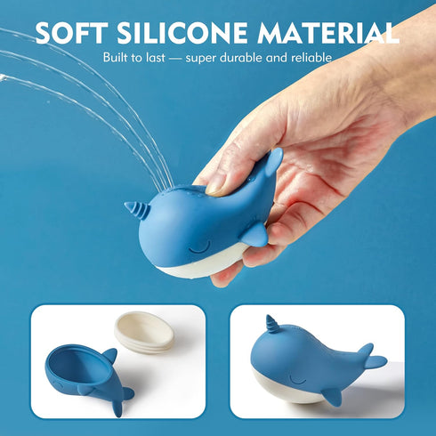 8Pcs Set MarcZero Ocean Silicone Bath Toys for Toddlers Kids Babies,Bathtub Water Toys,Soft Squeezable Easy-Grip Pool