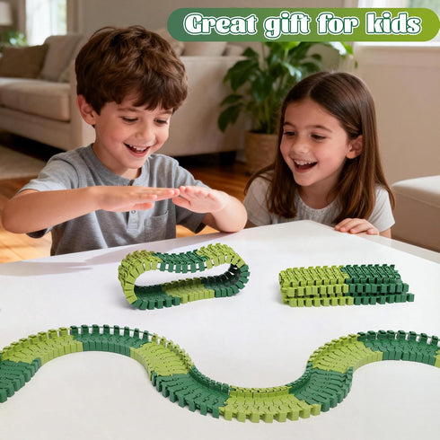 96 Set 3-5 5-7, FUNBUD Pieces Dinosaur Track Expansion for Kids - Birthday Gift for Boys Ages Compatible with Most Dino