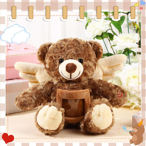Leyndo Angel Remembrance Bear Plush Stuffed Animal with Recorder, 12 Inch Voice Recording Doll and Picture Frame
