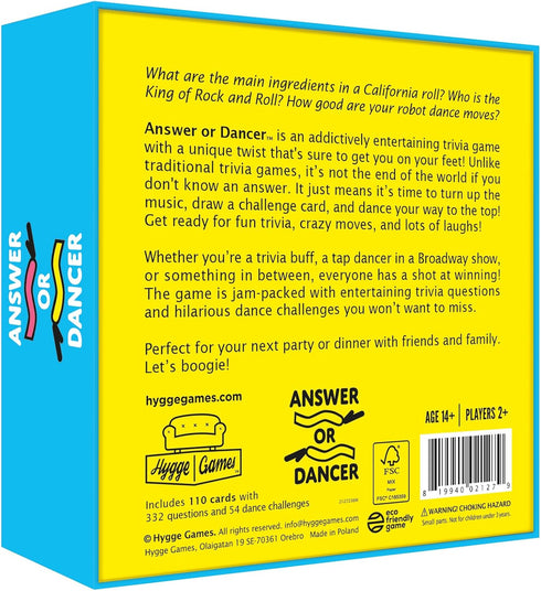 Answer or Dancer – Triva Dance-off Family Fun Party Game by Hygge Games