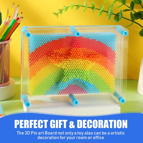 2 Pack Large 3D Pin Art Toy, 8 x 6 Inch Plastic Pin Art Board, Sensory Toy for Boys, Girls, Adults, Creative Fidgets