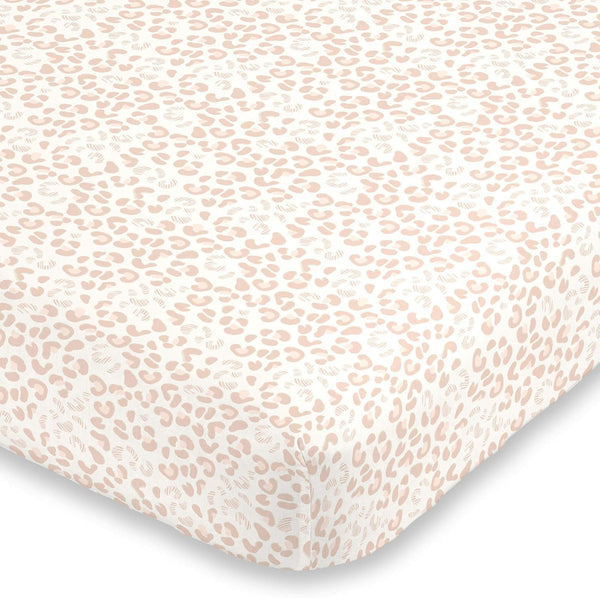 NoJo Neutral Cheetah Peach, Pink & Ivory Super Soft Mini Crib Sheet,