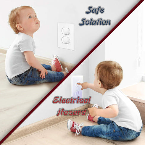 Driddle 50 Pack Outlet Plug Baby Safety Covers - Child Proof Socket Caps Protect Little Kids from Electrical Danger -