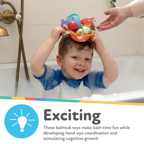 Nuby Pirate Pals Bath Toy Set, Interactive Bath Time Toys for 18+ Months