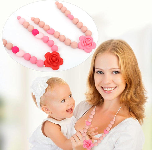 Jissoo 2Pcs Breastfeeding Necklaces - Silicone Sensory Necklace for New Moms,Emotional Calming Supplies,Newborn Nursing