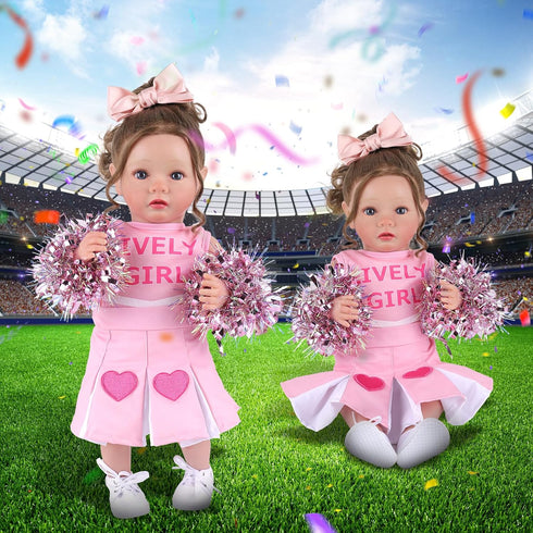 BABESIDE 4 Pcs Reborn Baby Doll Clothes Set for 17-22 Inch Dolls with Heart Pattern Accessories