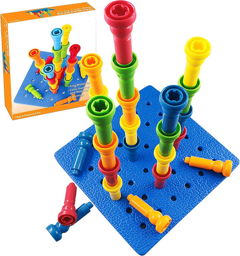 Peg Board Set Toys-Montessori Occupational Therapy Fine Motor Skills Toy, Suitable for