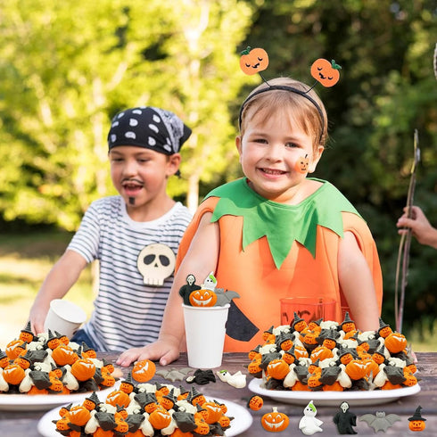 Halloween Erasers for Kids 75 pcs, Bulk Pumpkin Mini Erasers for Classroom Prizes, Game Reward