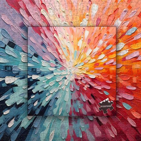 Impossible Puzzles for Adults, 1000 Piece Colorful Hard Puzzles, Gradient Rainbow Art Painting