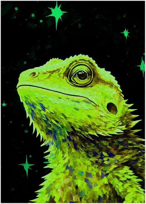 Art of Socks 1000 1000pc (50x70cm 19.685"x27.559") Starry Night Bearded Dragon Jigsaw Puzzle Pieces for Adults - Glow