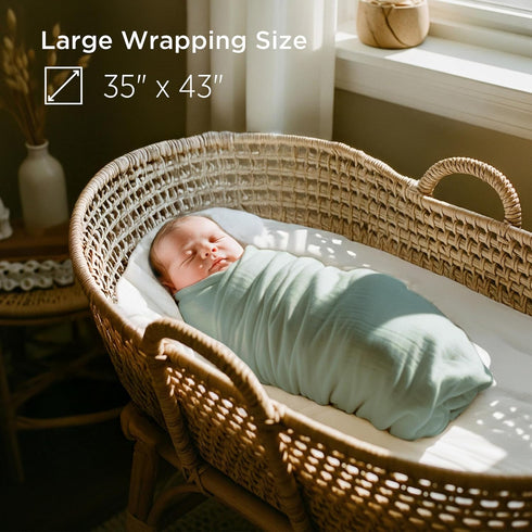 3 Pack 100% 43 35 inches, Muslin Swaddle Blankets for Newborn, Soft Cotton Baby Receiving Blanket, Swaddle Wrap Burp