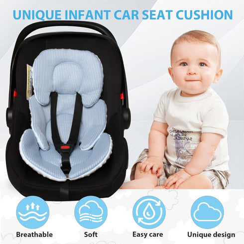 2-in-1 Infant Carseat Insert, Reversible Baby Car Seat Cushion for Newborn Toddler Head & Body Support Car Seat Pad