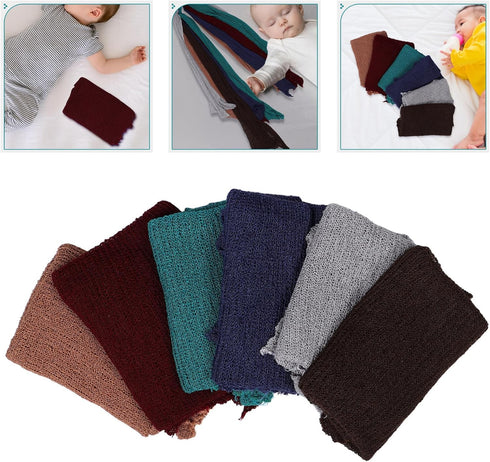 MUELODSIC 6pcs Set Newborn Photography for Boys and, Elastic Wraps, Multi-Color Nursery Swaddles for Photo Props