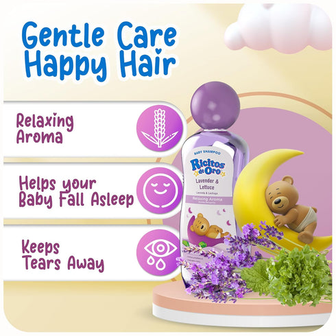 8.45 oz, 3-Pack Ricitos de Oro Lavender Baby Shampoo | Nourishes & Softens Baby Hair, Gentle Lavender Scent, Tear Free