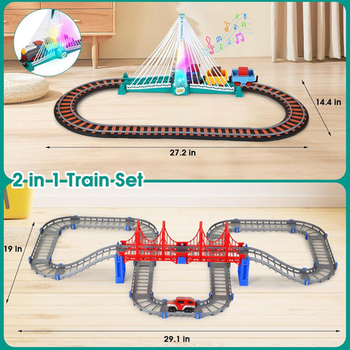 SANANT 2 1 Set 4-8, Set Playset 3 4 5 6 7 8+ in DIY Tracks Electric Train Toy for Kids Ages Train Tracks & Car Tracks