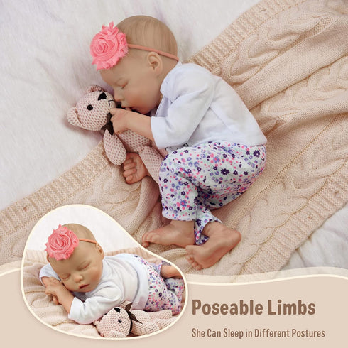 JIZHI Lifelike Reborn Baby Dolls - 17-Inch Soft Body Realistic-Newborn Dolls with Feeding Kit Gift Box