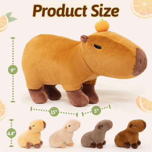 OUOZZZ 5-in-1 Mommy 4 (3+ Capybara Plush Toy, Large Capybara Stuffed Animal with Removable Babies Inside, Unique