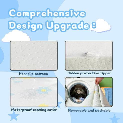 Jelumonpe Pack 38"x26"x1.5",Trifold Pack and Play Mattress Portable n Play Mattresses with Carry BagWaterproof Playpen