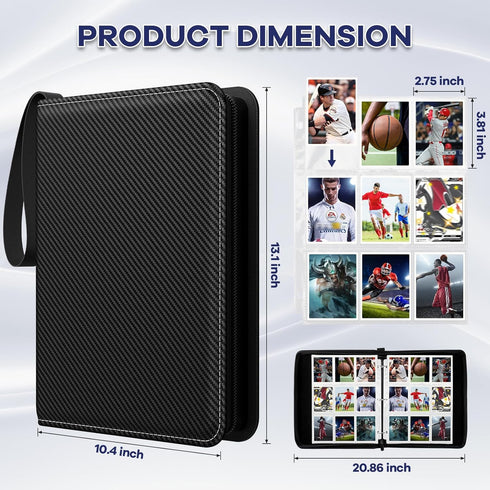Premium 720 Double Sided Pocket Trading Card Binder, 9 Pocket, Collectible Card Albums for MTG, TCG, Sports Cards