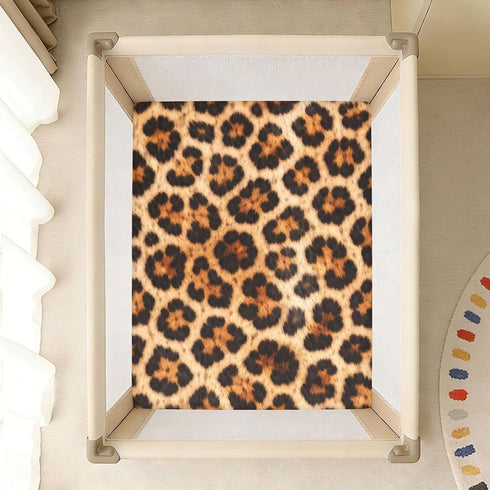 CZXW 52" 28" Leopard Print Brown Crib Sheets Fitted x Natural Cotton Soft & Breathable for Baby Crib Mattress