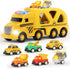 LADFAR Construction Toy Carrier Trucks for Boys Girls, with 6 Unique Music &