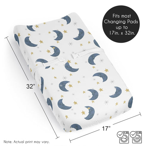 Sweet Jojo Designs Baby Changing Pad Cover Sheet (Moon and Star) for Girls/Boys, Infant/Newborn Diaper Change Table Mat