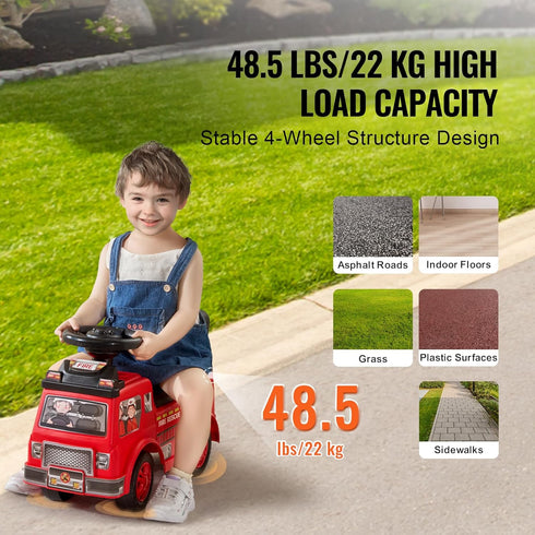 VEVOR Ride On Push Car for Toddlers, Ages 19+ Months, Kids Ride On Toy with Music Steering, Horn & Storage, Red