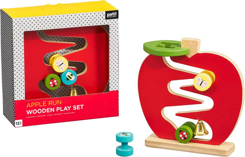 Petit Collage Wooden Apple Racer Toddler Toy, Safe Activity Toy for Babies and Toddlers 12 Months and Older
