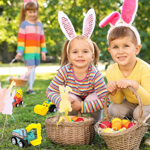 CLAPET 12 3-8 PCS Easter Egg Fillers with Pull Back Car, Prefilled Easter Toys Gifts for Year Old Boys Girls Kids