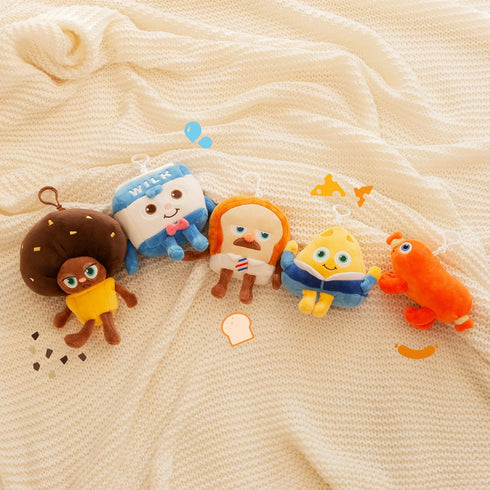 Cheese Plush Doll Keychain - Cute Stuffed Animal Food Plushies, Kawaii Keychain for Kids, 6''