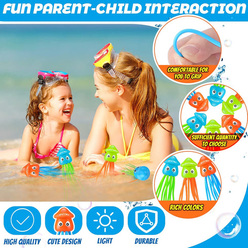 6 Swimming Summer 3 Leitee Pcs Octopus Bath Toys Squid Pool Dive Toys Sensory Stress Relief Cute Pool Diving Toys