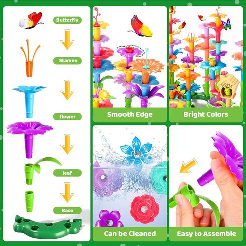 238Pcs Flower Garden Building Toys for Girls - Upgrade DIY Stacking Toys for 3-7 Year Olds, STEM Educational