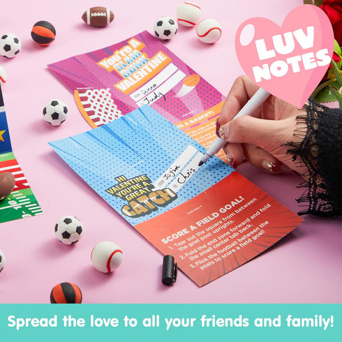 28 JOYIN pcs Fun Valentine Sports Game Card and Erasers for Kids Party Favor, Classroom Exchange Prizes, Valentines Day