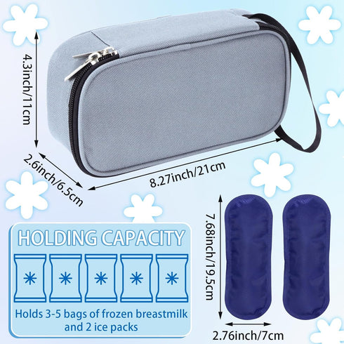 ISUSSER Pack, Breastmilk Cooler Bag with Ice Portable Insulated Breast Milk Storage Cooler Bag, Small Stylish