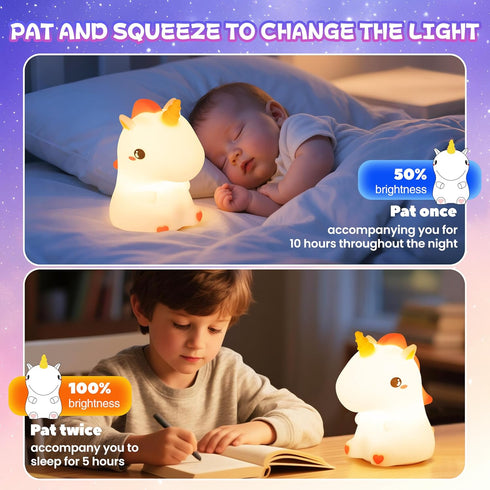 Dimmable 7 Night Light for Kids, Rechargeable Silicone LED Nightlight with Colors, Baby Nursery Night Lamp, Touch