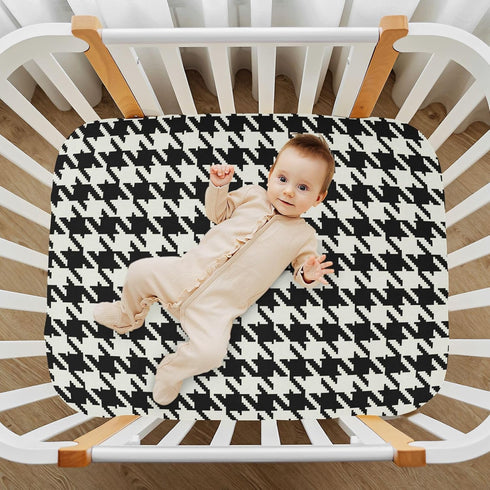 J JOYSAY 39 27 Classic Houndstooth Fitted Crib Sheet for Boys Girls Baby Crib Sheet Crib Mattress Sheet Crib Bedding, x