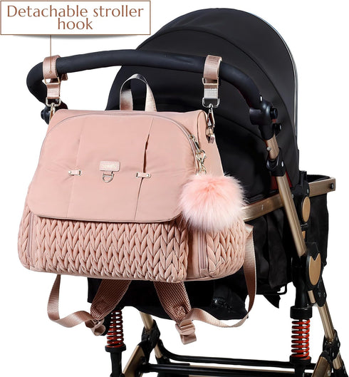 Backpack Allie Stylish Diaper Bag,Travel Baby Bag with Insulated Pockets,Changing Pad, Stroller Clips, Shoulder