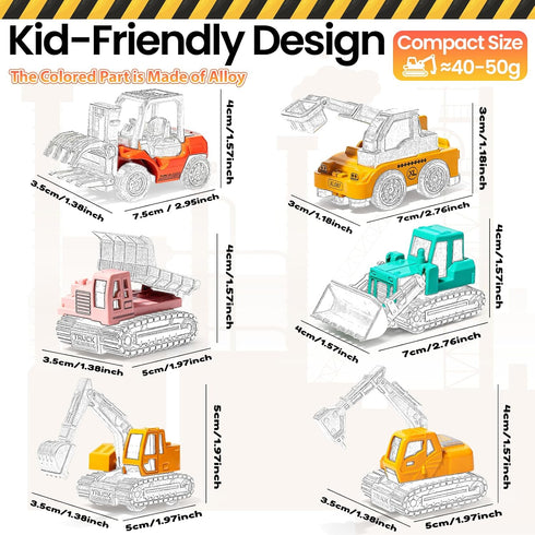 3 4 5 6 Set Oriate Diecast Construction Trucks Toys For Boys Girls Age Years Old, Pull Back Cars For Engineering