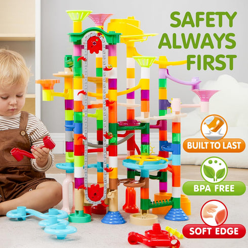 JOYIN 236Pcs Glowing Marble Run - Motorized Elevator Construction Building Blocks Toys for STEM Gifts