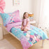 Set 4-Piece Sets Set, VIVILINEN Toddler Bedding for Girls Mermaid Tail Toddler Comforter for Baby Purple Blue Toddler