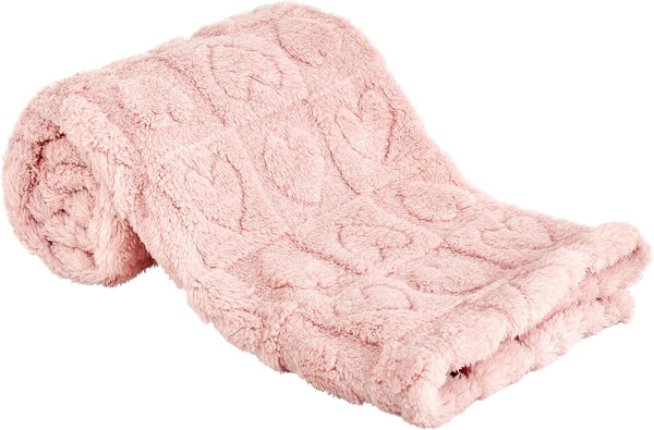 Fleece Baby Blanket Heart Checkered - Ultra Soft Cozy Blankets for Girls Boys, Fluffy Infant Toddler Receiving Blankets