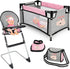 Playset Set Set deAO Baby Doll Accessories Baby Doll Crib High Chair Diaper Bag Nursery Baby Doll Furniture Pretend