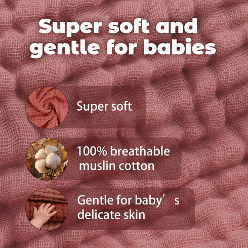 8 Pack 6 20"x10" Muslin Burp Cloths for Baby Girls - Layer Organic Cotton Large Ultra Soft Absorbent Burping Cloths