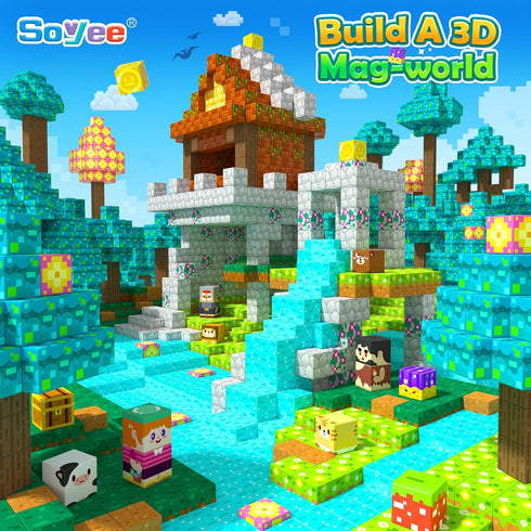 150PCS 3-5 5-7 8-13 Soyee Magnetic Blocks - Magnetic Building Blocks Stacking Magnets Toys for Kids Montessori Sensory