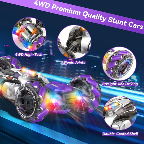 5-7 6-12 8 9 10 11 2.4Ghz 360 Nicella Gesture Sensing RC Stunt Car, Remote Control Cars Transformer Toys for Age Yr