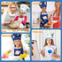GROBRO7 4Pcs Set 2 Kids Apron and Chef Hat Gift for Girls Boy, Space Theme Pattern Adjustable Kitchen Toddler Aprons