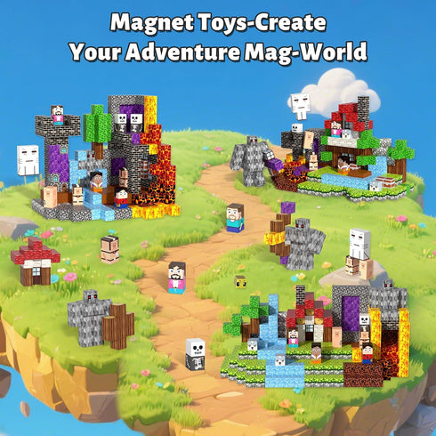 150pcs 4-8, 3+ Magnetic Blocks, Magnetic Building Blocks, Magnet Tiles with Adventure World Blocks, Magnetic Blocks