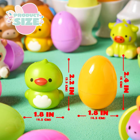 24 JOYIN Pcs Easter Prefilled Eggs with Animals Squishy Toys, Cute Toys for Easter Egg Hunt, Kids Party Favor, Basket