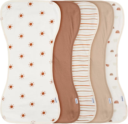Gerber Baby Unisex Burp Cloths 5-Pack, Rust Tan, Size 10.5" x 21"